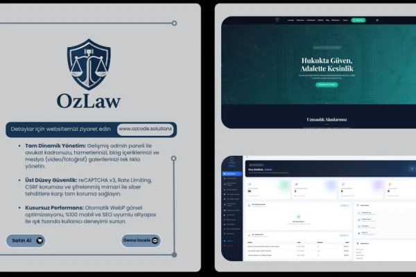 OzLaw - Gelişmiş Kurumsal Hukuk Bürosu ve Avukat Scripti (CMS)